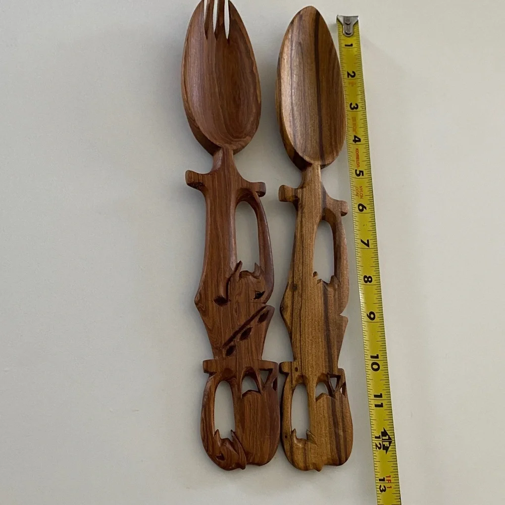 Artisan Carved Wooden Serving Utensils